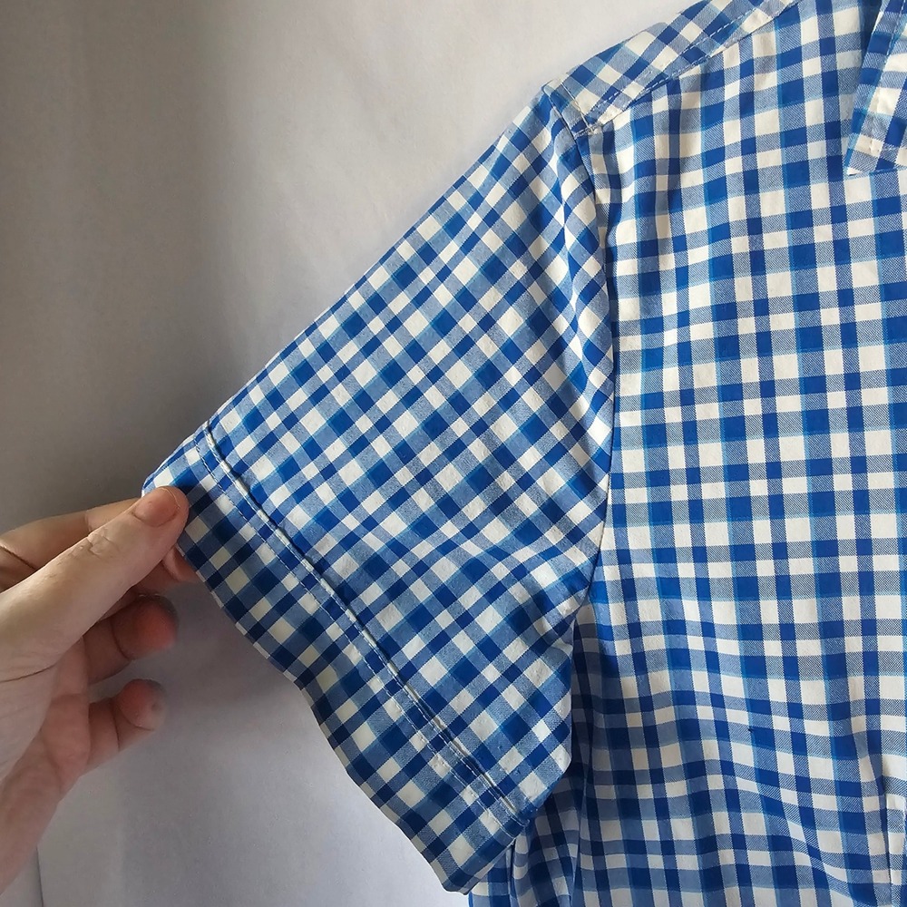 Jack Wolfskin Womens Blue White Gingham Check Short‎ Sleeve Button Up Shirt Top - Picture 3 of 10